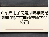 广东省电子商务技师学院是哪里的(广东电商技师学院位置)