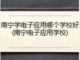 南宁学电子应用哪个学校好(南宁电子应用学校)