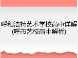 呼和浩特艺术学校高中详解(呼市艺校高中解析)