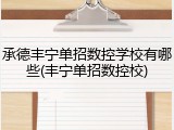 承德丰宁单招数控学校有哪些(丰宁单招数控校)
