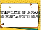 文山产后修复培训班怎么收费(文山产后修复培训费用)