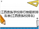 江西贵族学校排行榜最新排名表(江西贵族校排名)