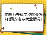 西安电力专科学校就业怎么样(西安电专就业情况)