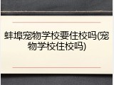 蚌埠宠物学校要住校吗(宠物学校住校吗)