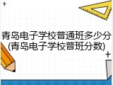 青岛电子学校普通班多少分(青岛电子学校普班分数)