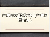 产后恢复正规培训(产后修复培训)
