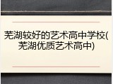 芜湖较好的艺术高中学校(芜湖优质艺术高中)