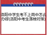 洛阳中学生考不上高中怎么办呀(洛阳中考生落榜对策)