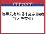 编导艺考能报什么专业(编导艺考专业)