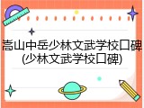 嵩山中岳少林文武学校口碑(少林文武学校口碑)