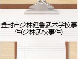 登封市少林延鲁武术学校事件(少林武校事件)