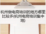 杭州做电商培训的地方哪里比较多(杭州电商培训集中地)