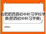 合肥肥西县初中补习学校学费(肥西初中补习学费)