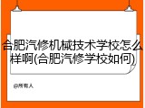 合肥汽修机械技术学校怎么样啊(合肥汽修学校如何)