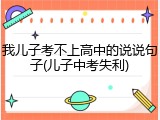 我儿子考不上高中的说说句子(儿子中考失利)