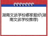 湖南文武学校哪家最好(湖南文武学校推荐)