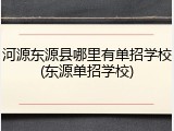 河源东源县哪里有单招学校(东源单招学校)