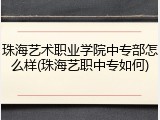 珠海艺术职业学院中专部怎么样(珠海艺职中专如何)
