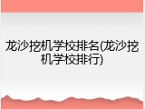 龙沙挖机学校排名(龙沙挖机学校排行)