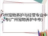 广州宠物养护与经营专业中专(广州宠物养护中专)