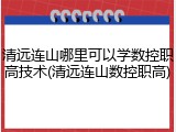 清远连山哪里可以学数控职高技术(清远连山数控职高)