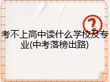 考不上高中读什么学校及专业(中考落榜出路)
