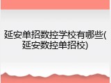延安单招数控学校有哪些(延安数控单招校)