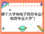哪个大学有电子商务专业("电商专业大学")