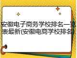 安徽电子商务学校排名一览表最新(安徽电商学校排名)