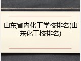 山东省内化工学校排名(山东化工校排名)