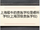 上海最牛的贵族学校是哪所学校(上海顶级贵族学校)