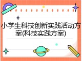 小学生科技创新实践活动方案(科技实践方案)