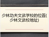 少林功夫文武学校的位置(少林文武校地址)