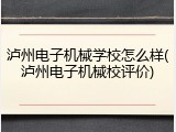 泸州电子机械学校怎么样(泸州电子机械校评价)