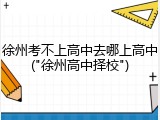 徐州考不上高中去哪上高中("徐州高中择校")