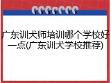广东训犬师培训哪个学校好一点(广东训犬学校推荐)