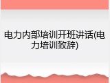 电力内部培训开班讲话(电力培训致辞)