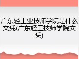广东轻工业技师学院是什么文凭(广东轻工技师学院文凭)