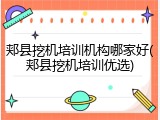 郏县挖机培训机构哪家好(郏县挖机培训优选)