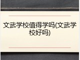文武学校值得学吗(文武学校好吗)