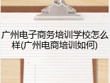 广州电子商务培训学校怎么样(广州电商培训如何)