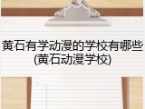 黄石有学动漫的学校有哪些(黄石动漫学校)