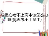 总担心考不上高中该怎么办呀(忧虑考不上高中)