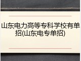 山东电力高等专科学校有单招(山东电专单招)