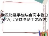 武汉财经学校综合高中收分多少(武汉财校高中录取线)