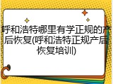 呼和浩特哪里有学正规的产后恢复(呼和浩特正规产后恢复培训)
