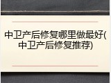 中卫产后修复哪里做最好(中卫产后修复推荐)