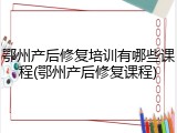 鄂州产后修复培训有哪些课程(鄂州产后修复课程)