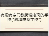 有没有专门教跨境电商的学校("跨境电商学校")