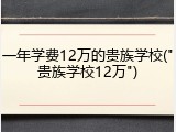 一年学费12万的贵族学校("贵族学校12万")